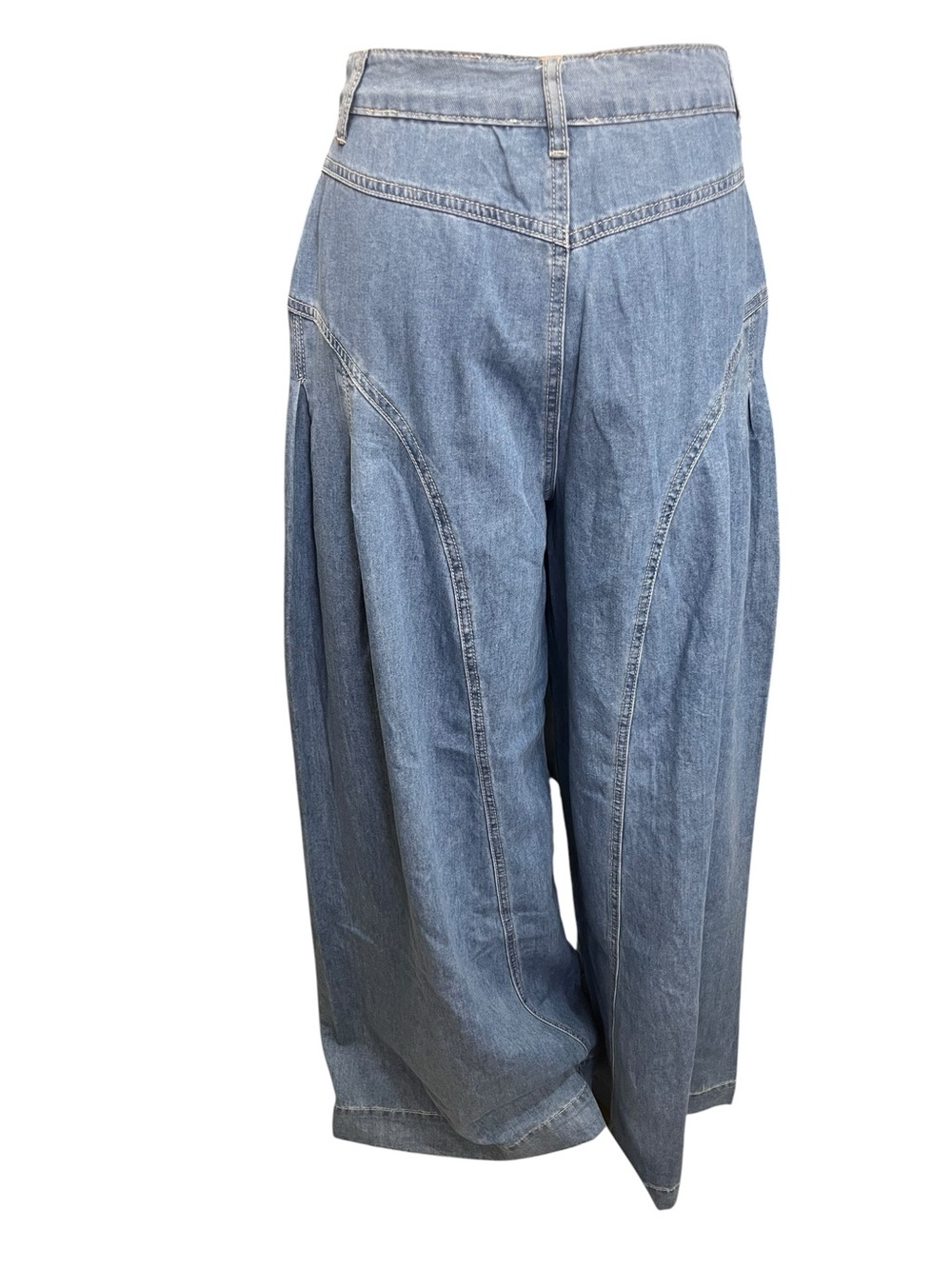 Mable Palazzo Jeans High Rise Pleated Wide Leg Lightweight Denim Blue M NWT - Picture 3 of 16